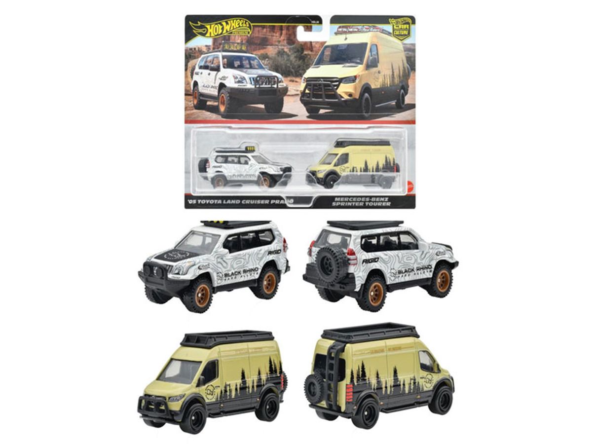 Hot Wheels Premium 2 Pack Mercedes-Benz Sprinter Tourer / '05 Toyota Land Cruiser Prado (HRR76-9866)