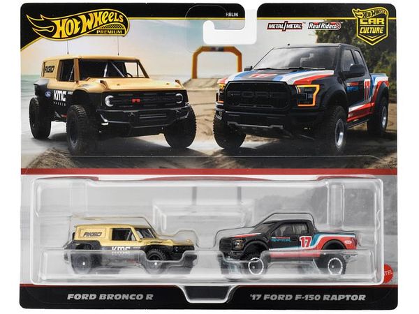 Hot Wheels Premium 2-Pack Ford Bronco R/ '17 Ford F-150 Raptor (HRR77-9866)