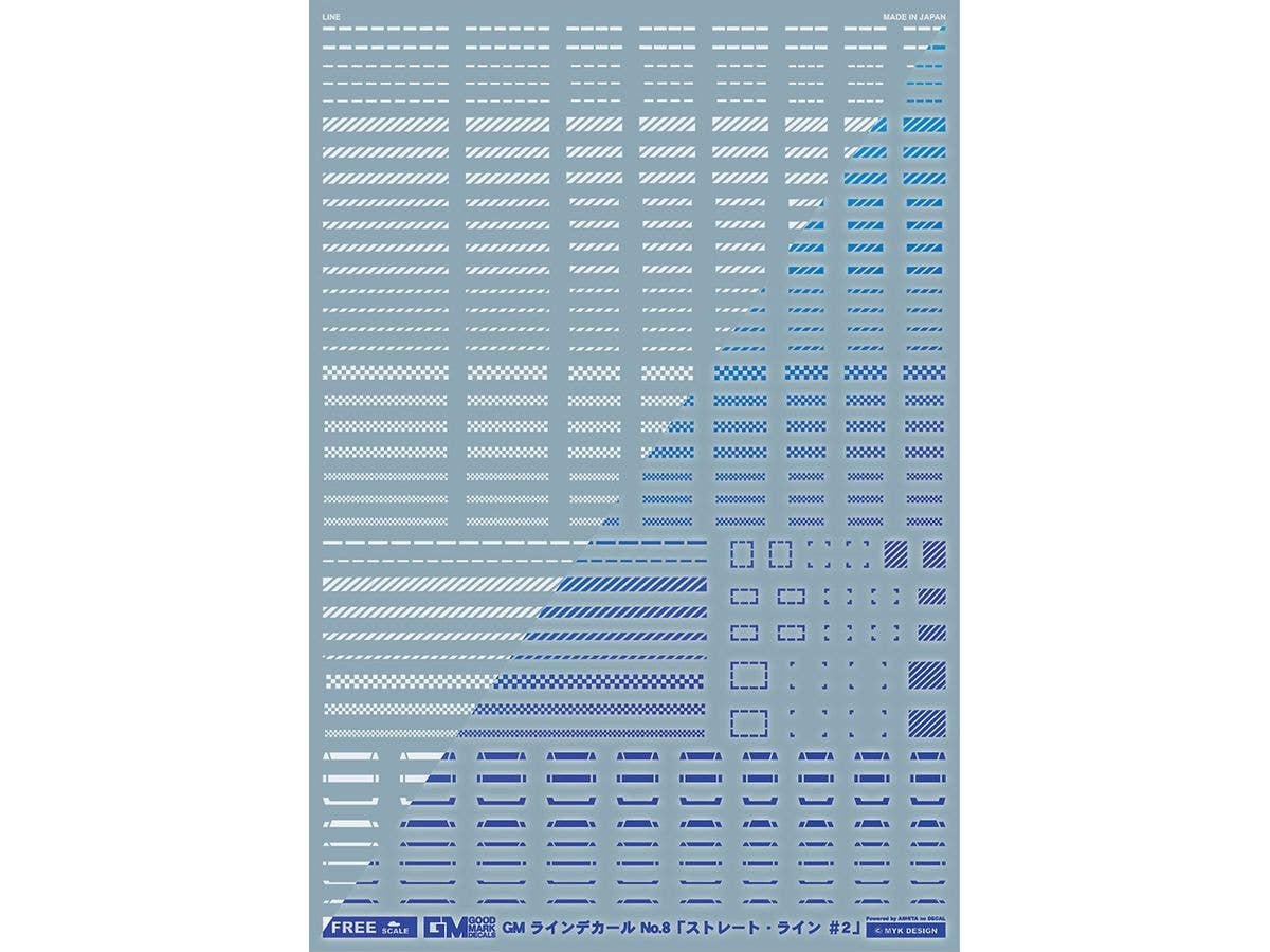 GM Line Decal No.8 Straight Line #2 White & Neon Blue