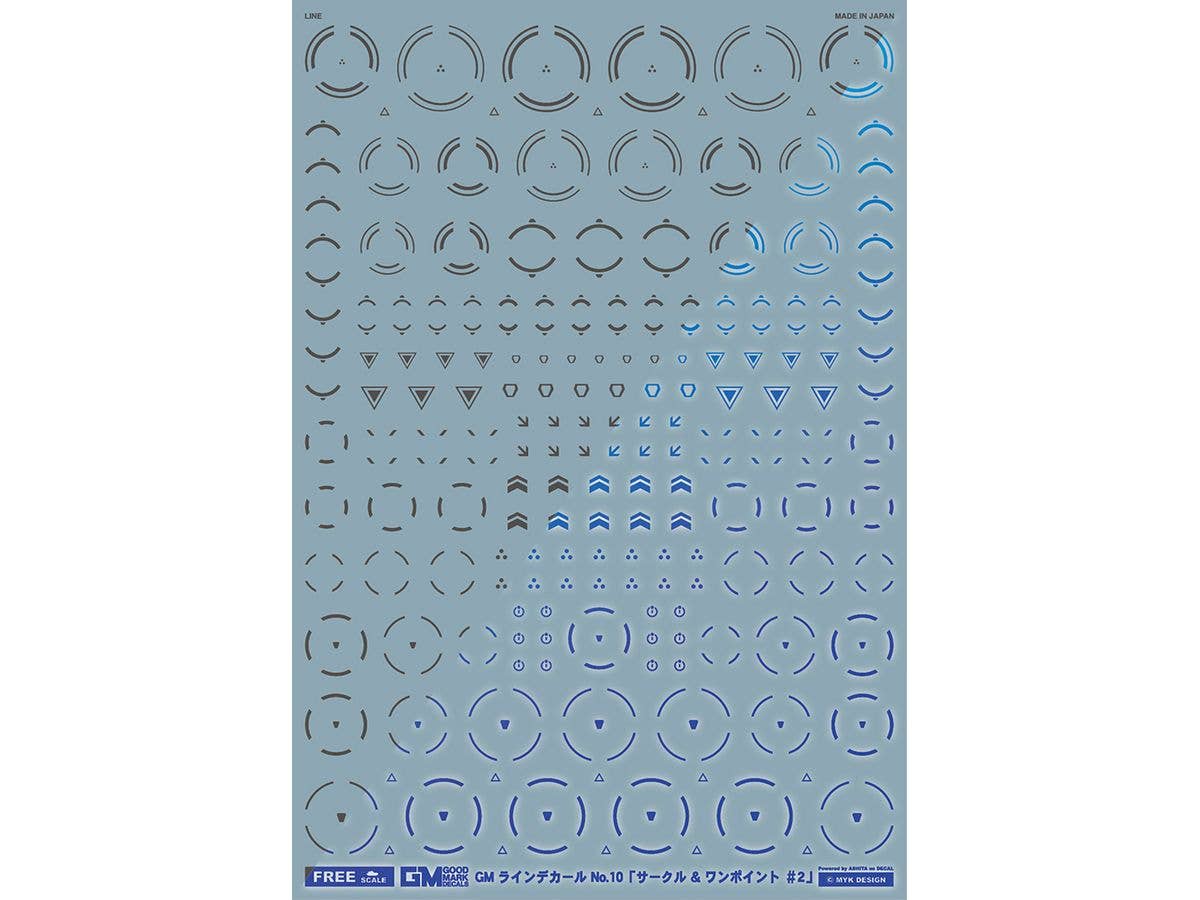GM Line Decal No.10 Circle & One Point #2 Dark Gray & Neon Blue