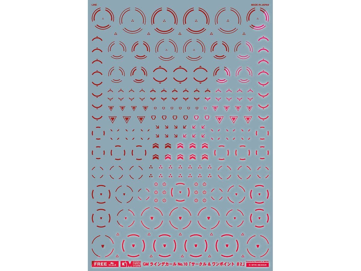 GM Line Decal No.10 Circle & One Point #2 Red & Neon Red
