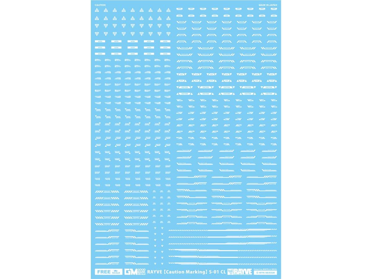 GM Caution Decal No.18 RAYVE [Caution Marking] S-01 CL White