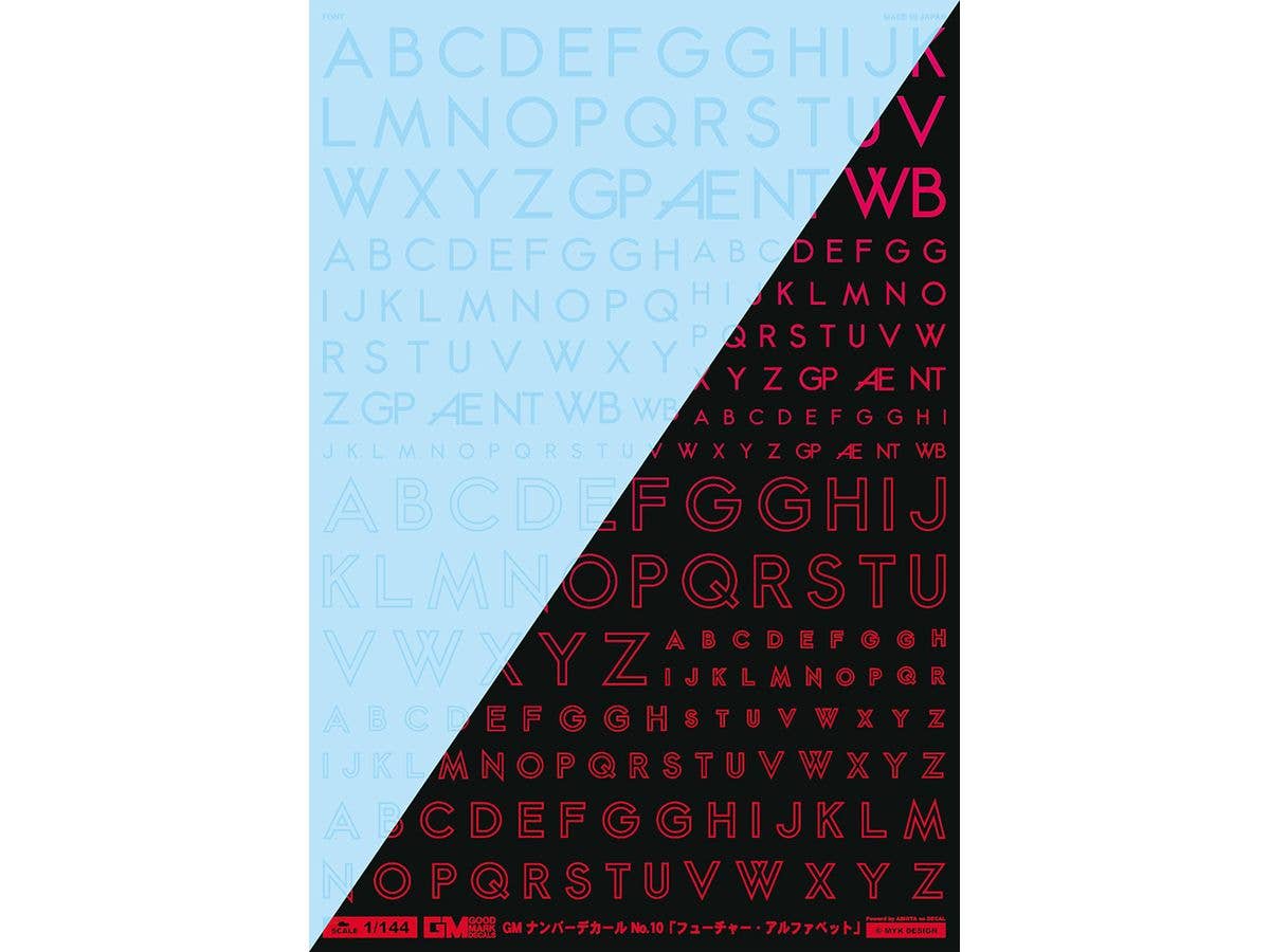 GM Font Decal No.10 Future Alphabet Clear & Neon Fire Red