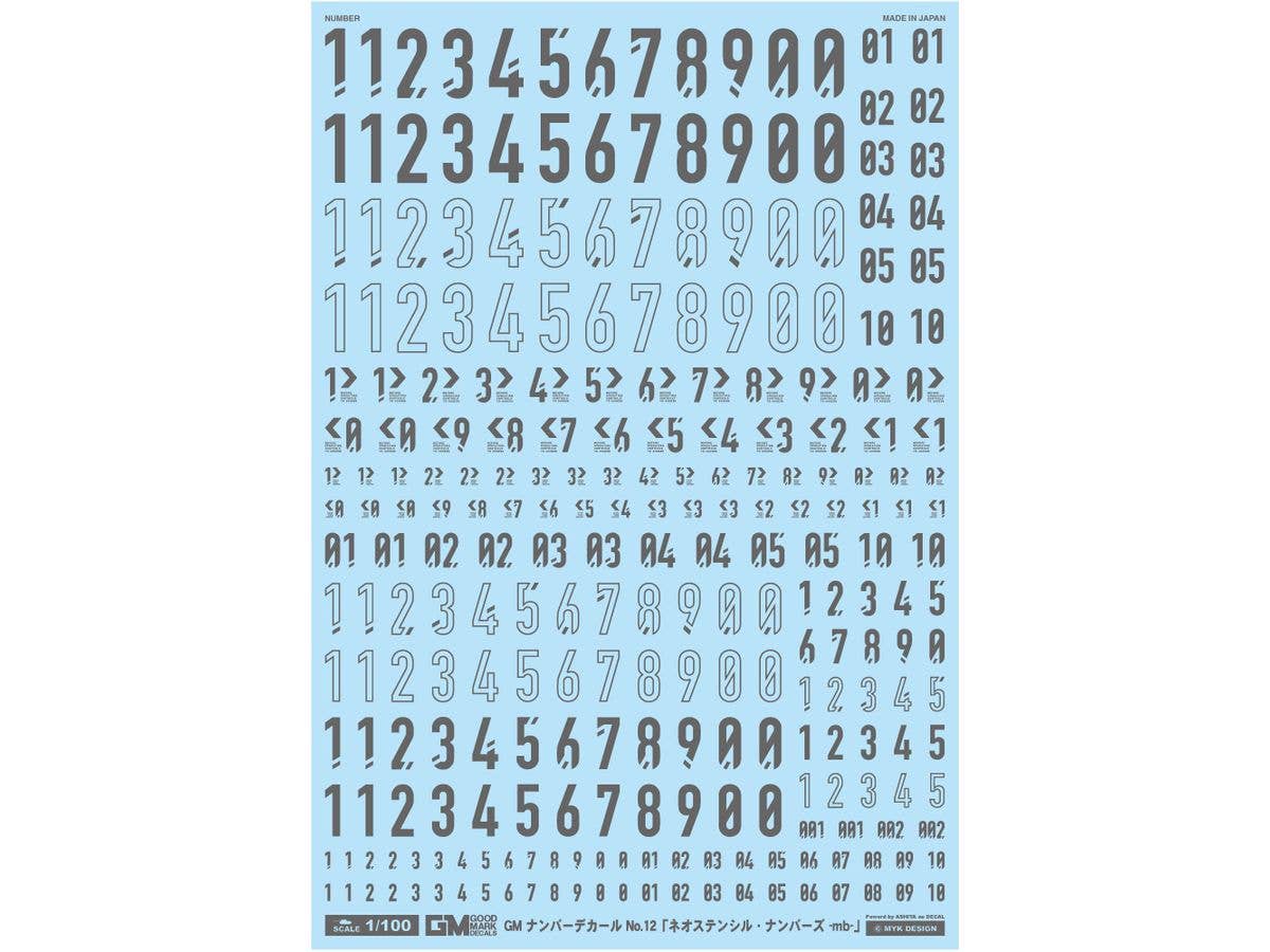 GM Number Decal No.12 Neo Stencil Numbers -mb- Dark Gray