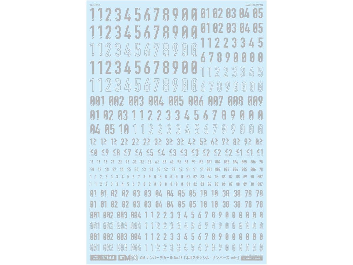 GM Number Decal No.13 Neo Stencil Numbers -mb- Light Gray