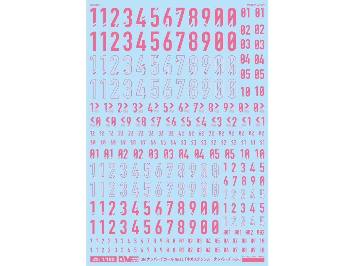 GM Number Decal No. 12 Neo Stencil Numbers -mb- Warm Pink