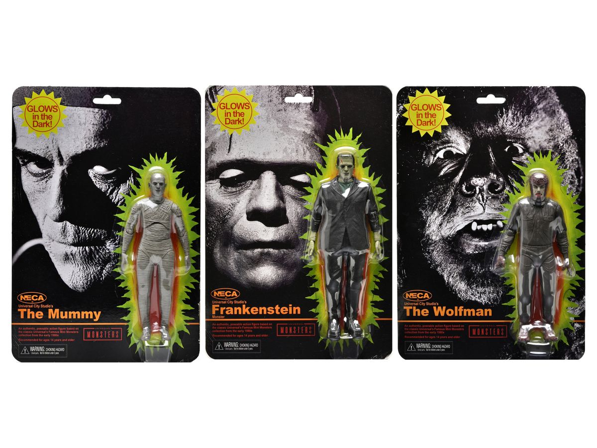 Universal Monsters / Retro Package (Glows in the Dark! Ver.) 7 Inch Action Figure 3 Types Set