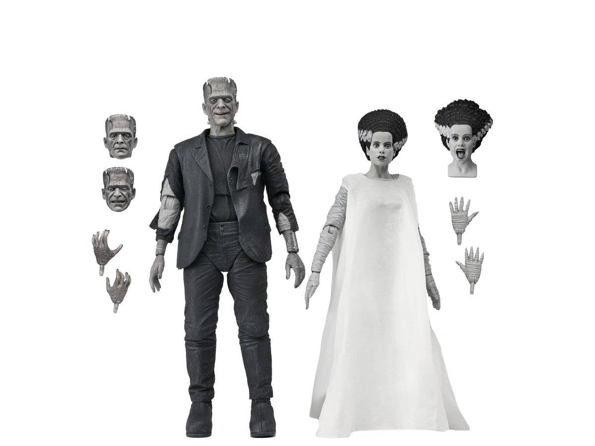 Universal Monsters / Bride of Frankenstein: 90th Anniversary Frankenstein Monster & Bride 7-inch Action Figure 2PK Black & White Ver.