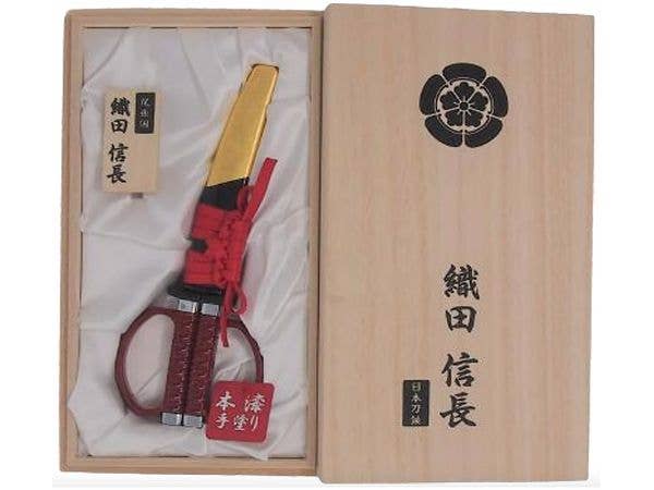 Japanese Sword Scissors Oda Nobunaga Paulownia Boxed Model (Echizen lacquer / Kanazawa Gold Leaf)