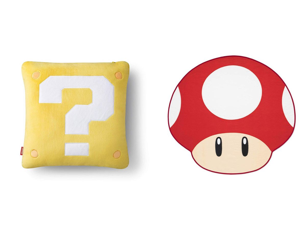 Super Mario Home & Party Cushion & Mini Blanket (? Block: Super Mushroom)