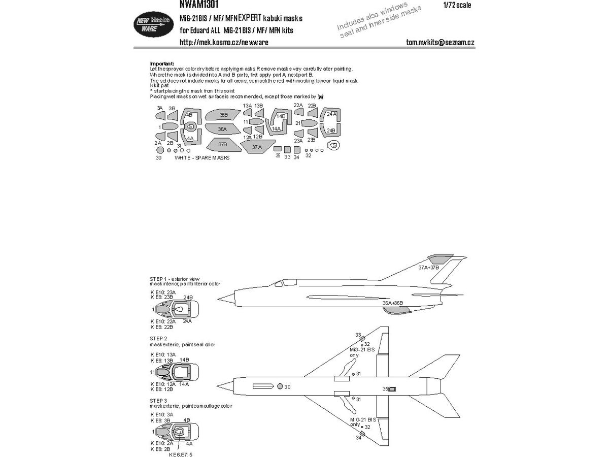 MiG-21 BIS / MF / MFN EXPERT kabuki masks