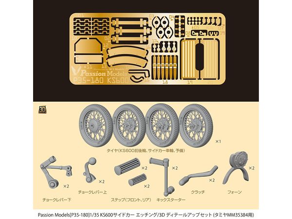 KS600 sidecar etching/3D detail-up set [Compatible kits: MM35384]
