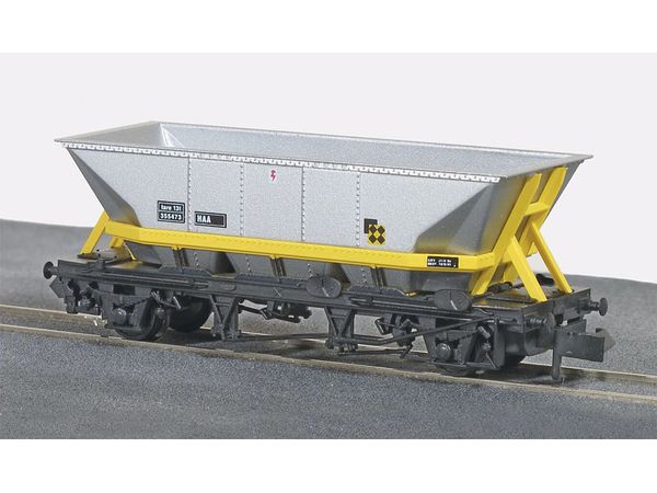 N gauge British 2-axle Freight Car MGR Coal Hopper Car (Silver/Yellow)