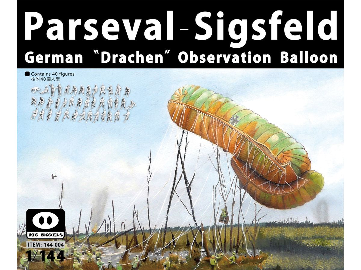 Parseval-Sigsfeld Drachen Observation Balloon with 40 Balloon Corps Figures