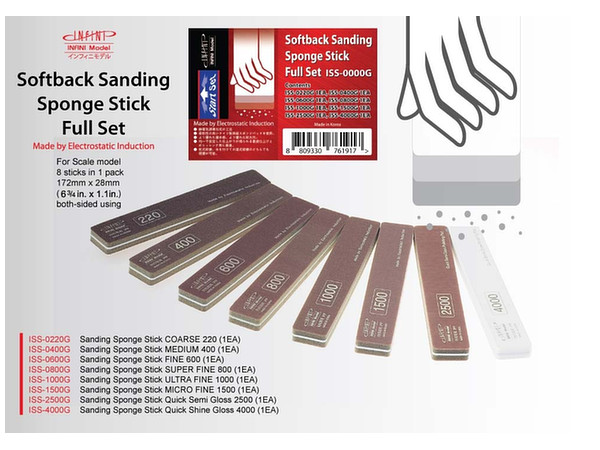 Softback Sanding Sponge Stick Full Set (#220-#4000, 8 Pads in 1 Pack)