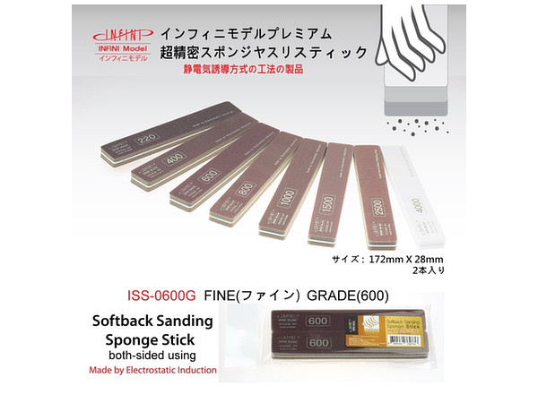 Softback Sanding Sponge Stick #600 Fine (2pcs)