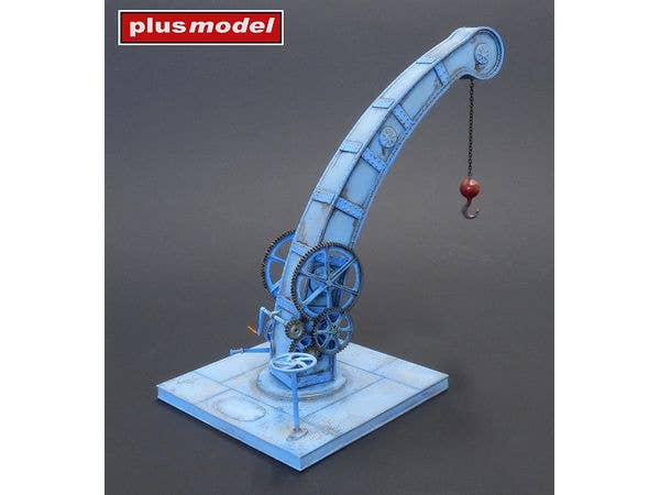 Model of a manually operated port crane. The model consists of resin castings and 3D printed parts.