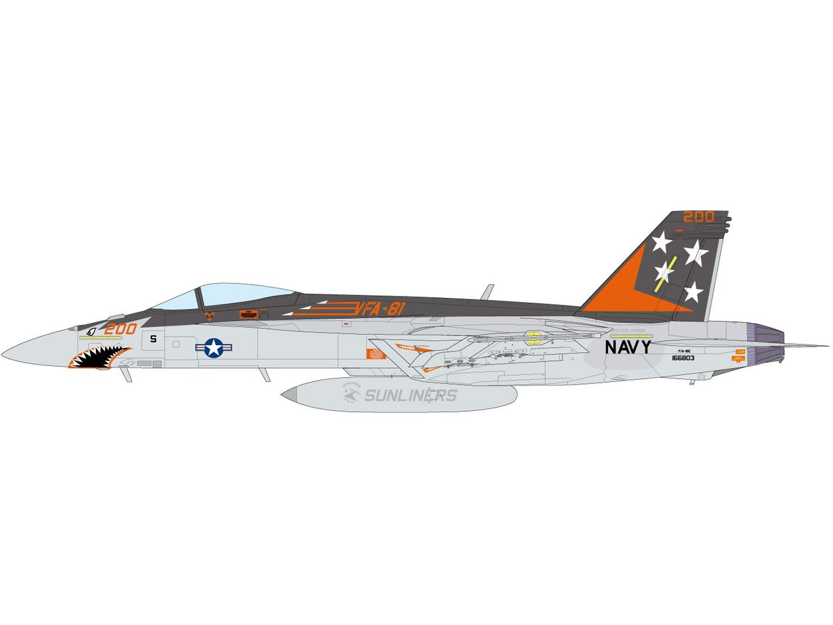 US Navy Carrier-Based Fighter F/A-18E Super Hornet VFA-81 Sunliners