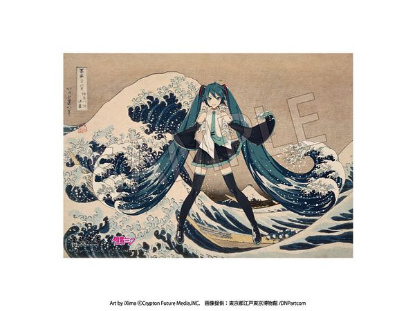 Katsushika Hokusai x Hatsune Miku A3 Acrylic Panel With Serial Number Thirty-Six Views Of Mt. Fuji Under The Wave Off Kanagawa (Kanagawa Oki Nami Ura), Or The Great Wave, From The Series Completely Made To Order Product