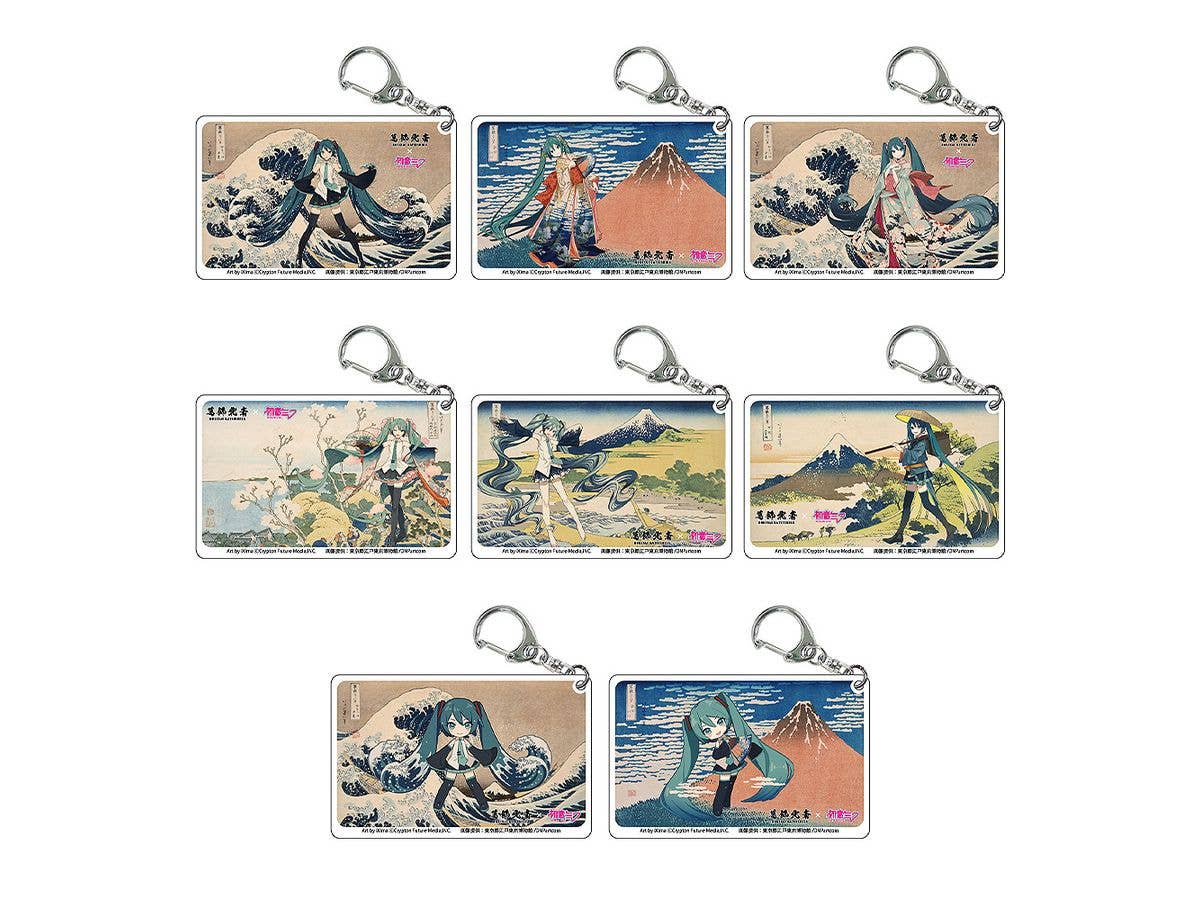 Katsushika Hokusai x Hatsune Miku Clear Acrylic Keychain 1Box 8pcs