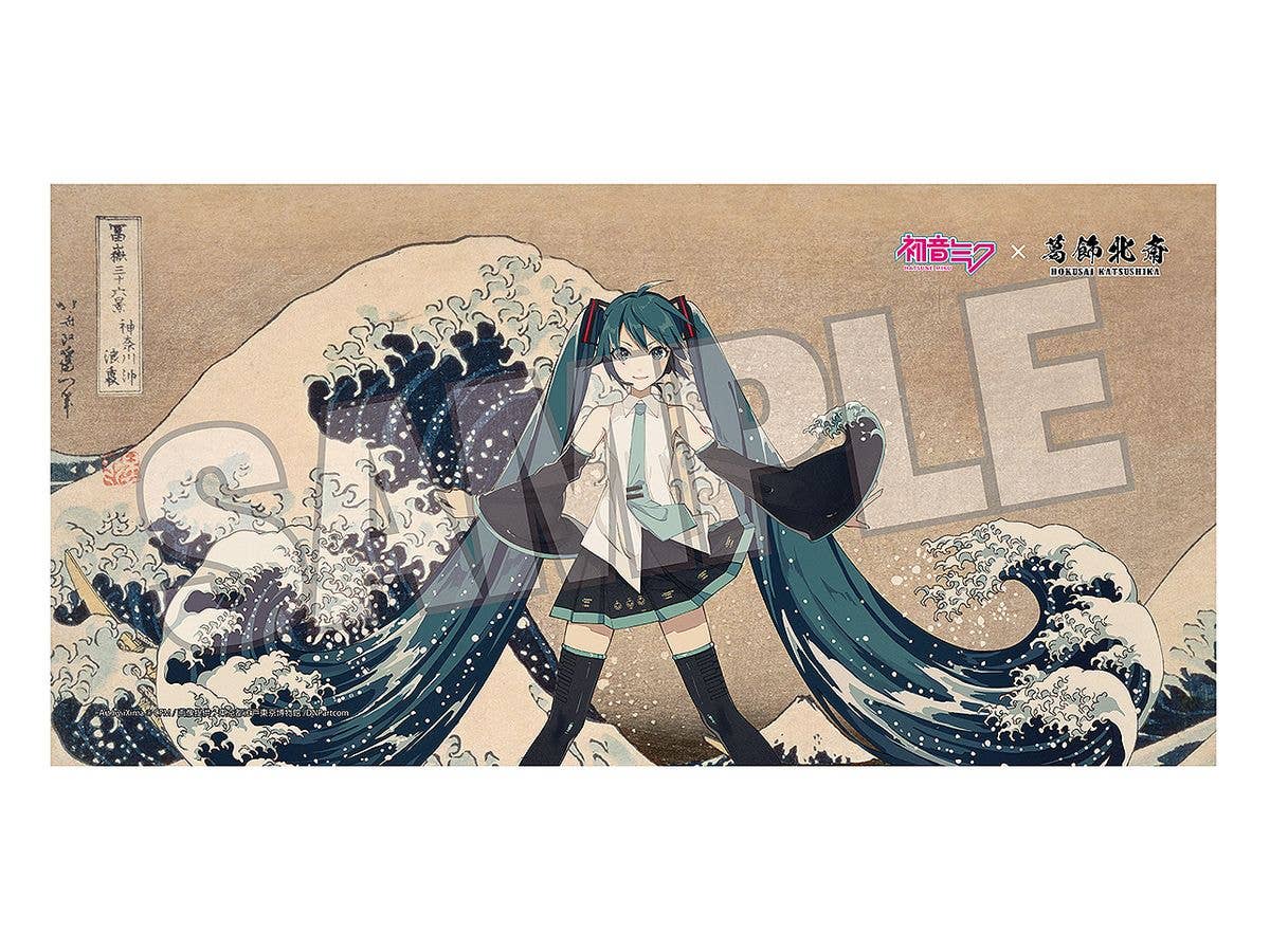 Hatsune Miku x Katsushika Hokusai iXima Bath Towel The Great Wave off Kanagawa