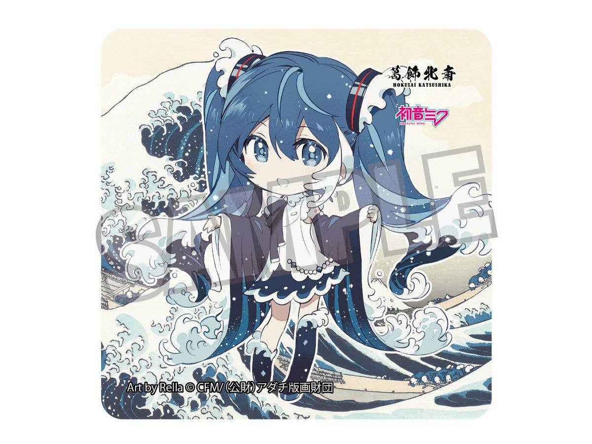 Katsushika Hokusai x Hatsune Miku by Rella Sticker Hatsune Miku Mini Character The Great Wave off Kanagawa