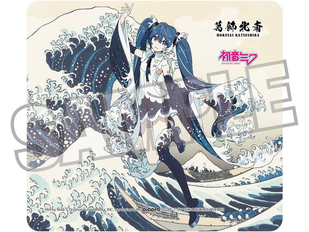 Katsushika Hokusai x Hatsune Miku by Rella Mouse Pad Hatsune Miku The Great Wave off Kanagawa