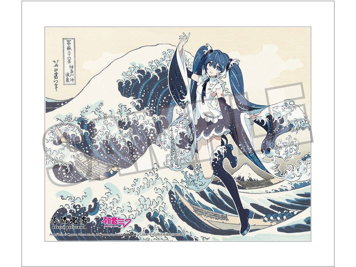 Katsushika Hokusai x Hatsune Miku by Rella Canvas Art Hatsune Miku The Great Wave off Kanagawa