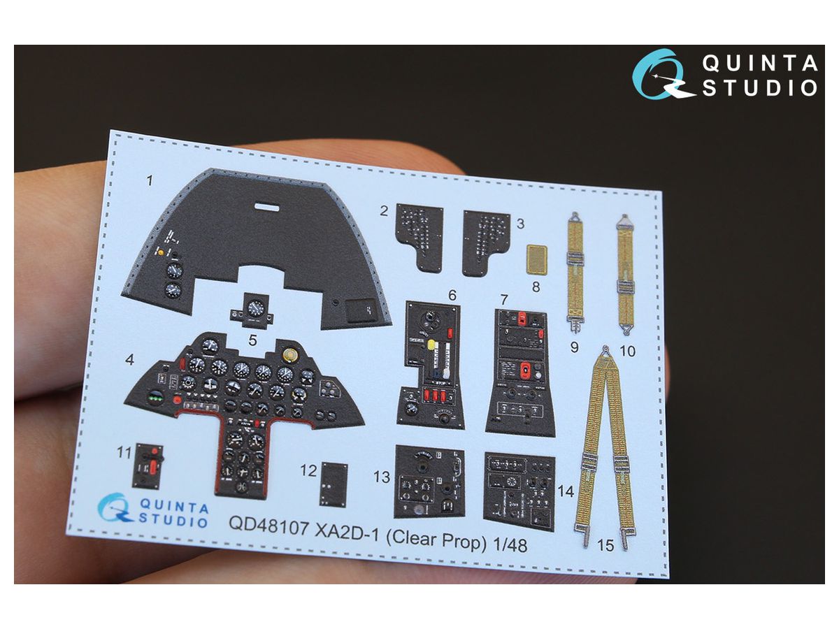 XA2D-1 3D-Printed & coloured Interior on decal paper for Clear Prop kit