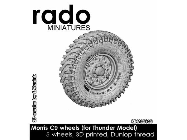 WWII British Morris Bofors C9/B Weight Deformable Tire Set #1 Dunlop Tires (3D Printed for Thunder Model)