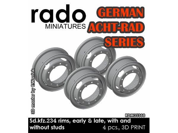 Sd.kfz. 234 rims, early & late, with and without studs (4pcs)