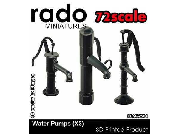 Hand pumps from the 1930s and 40s (3 types, 3D printed)