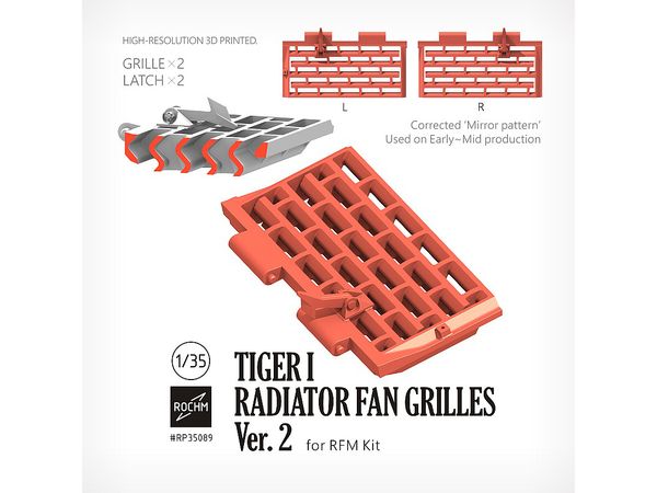 WWII German Tiger I Heavy Tank Early/Middle Radiator Fan Grill Set Ver.2 (for Rye Field Model)