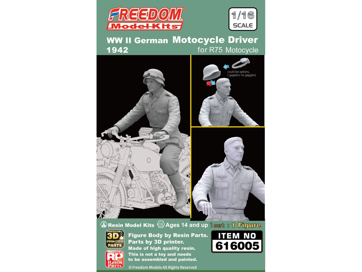 WW II German Motocycle Rider Figure for R75 Motorcycle