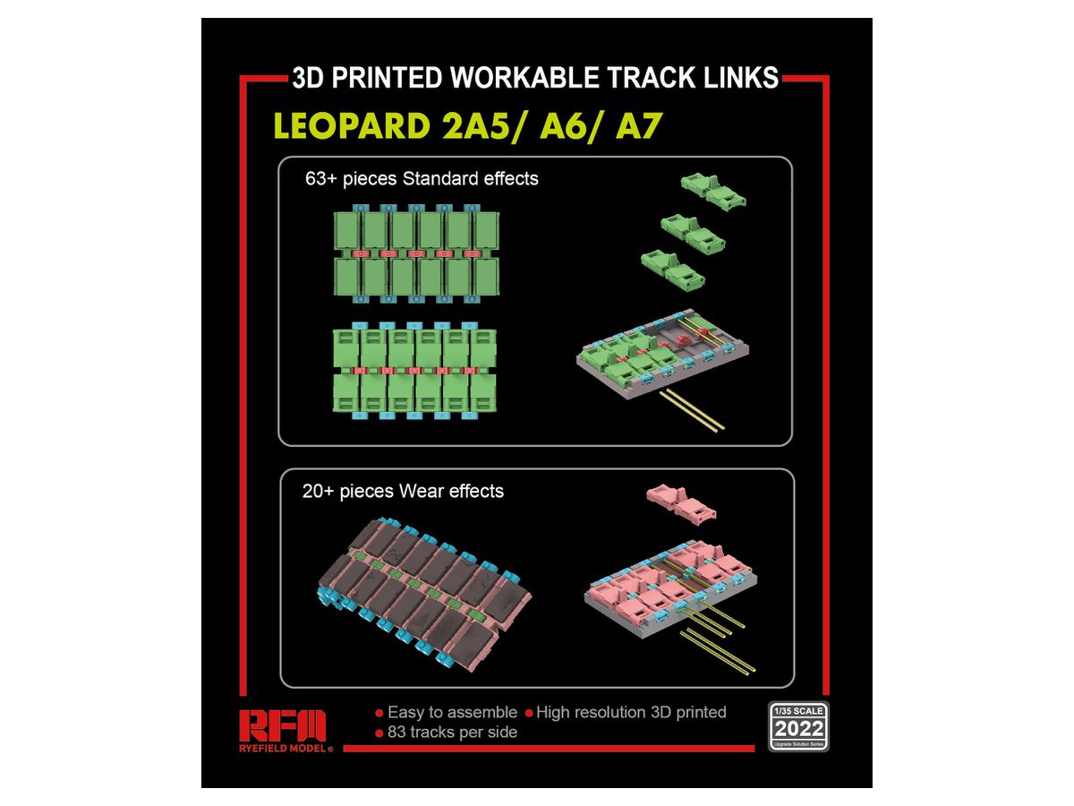 Movable Track Set For Leopard 2 A5 / A6 / A7 (Made By 3D Printer)