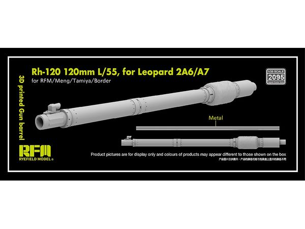 3D Printed Gun Barrel Rh-120 120mm L/55 for Leopard 2A6/A7 (for RFM//Meng/Tamiya/Border)