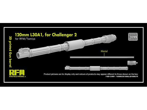 3D Printed Gun Barrel 120mm L30A1 for Challenger 2 (for RFM/Tamiya)
