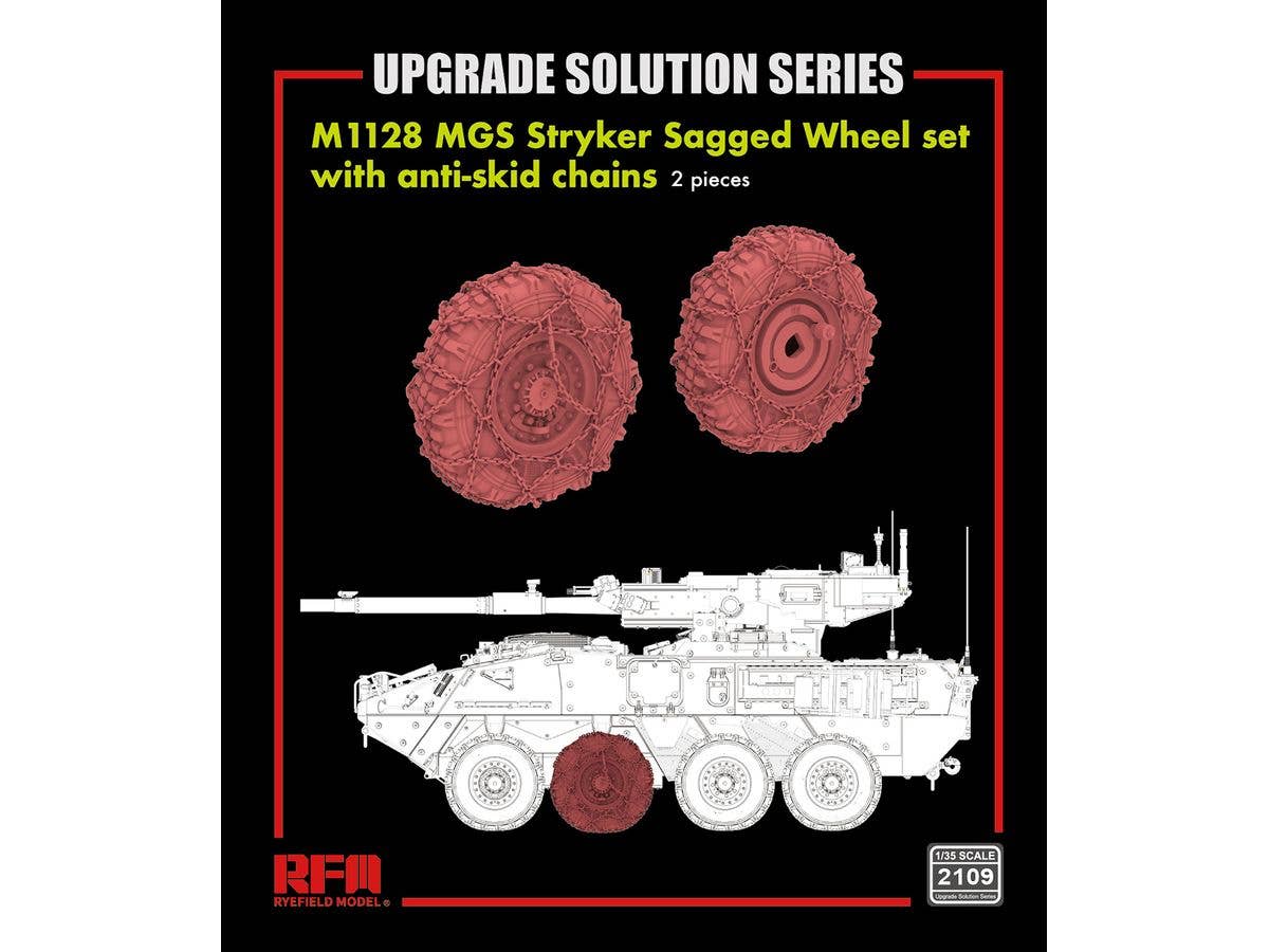 M1128 MGS Stryker Sagged Wheel set with anti-skid chains,2 pieces