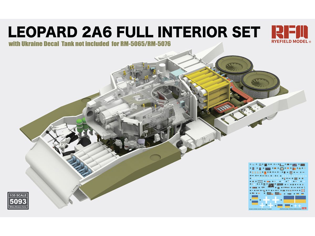 LEOPARD 2A6 Full Interior Set with Ukainian Decal For 5065 5076