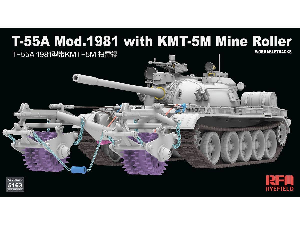 T-55A MODEL 1981 WITH KMT-5M MINE ROLLER