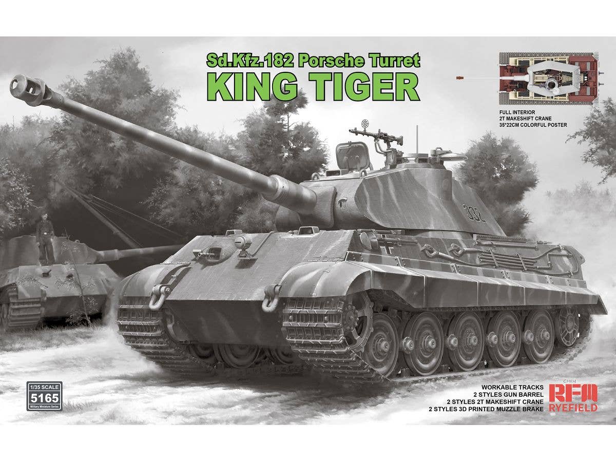 SD.KFZ.182 KING TIGER PORSCHE TURRET WITH 2T MAKESHIFT CRANE/ FULL INTERIOR/WORKABLE TRACKS