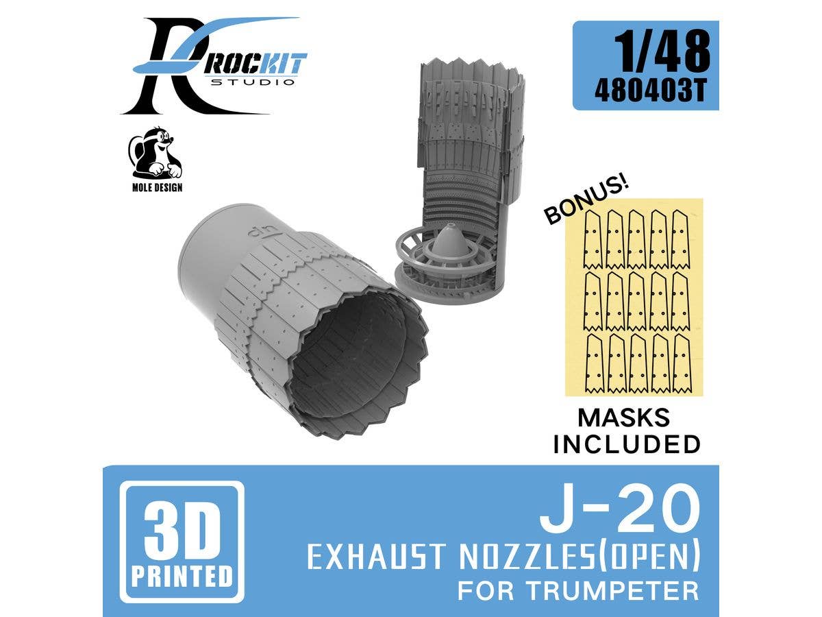 J-20 Exhaust nozzles with masks (Open)  (for Trumpeter)