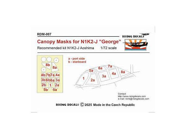 Canopy mask for N1K2-J ''George'' (Aoshima)