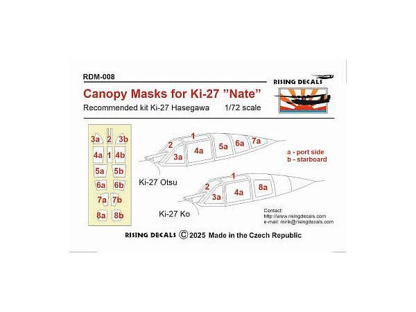 Canopy mask for Ki-27a/b Nate (Hasegawa)