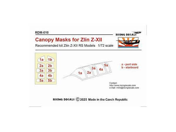 Canopy mask for Zlin Z-XII (RS Models)