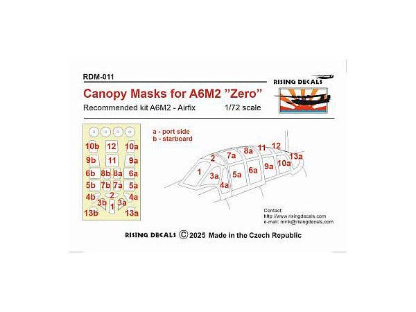 Canopy mask for A6M2 ''Zero'' (Airfix)