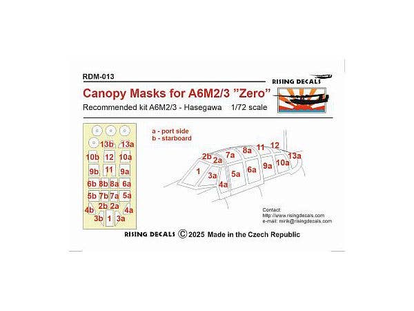 Canopy mask for A6M2/3 ''Zero'' (Hasegawa)