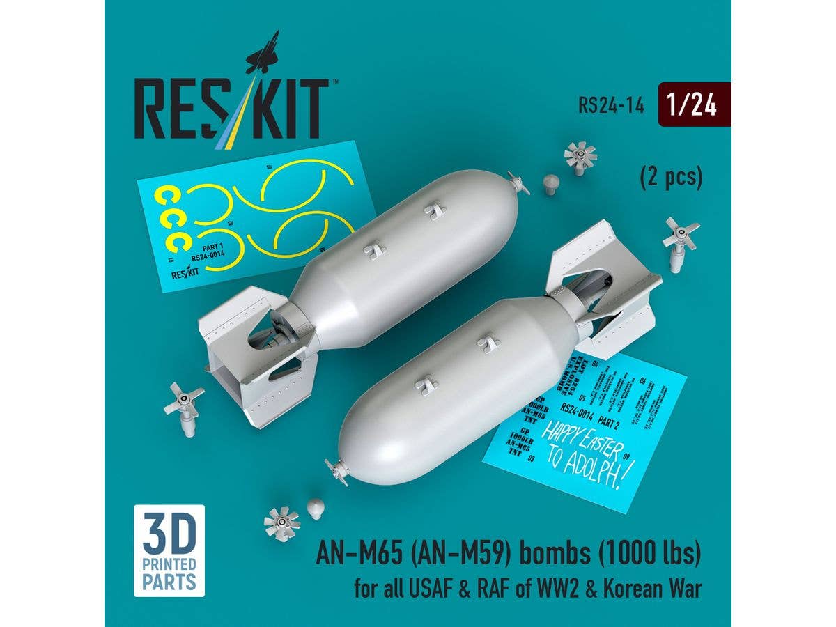 AN-M65 (AN-M59) bombs (1000 lbs) WW2 & Korean War (2 pcs) (3D Printed)