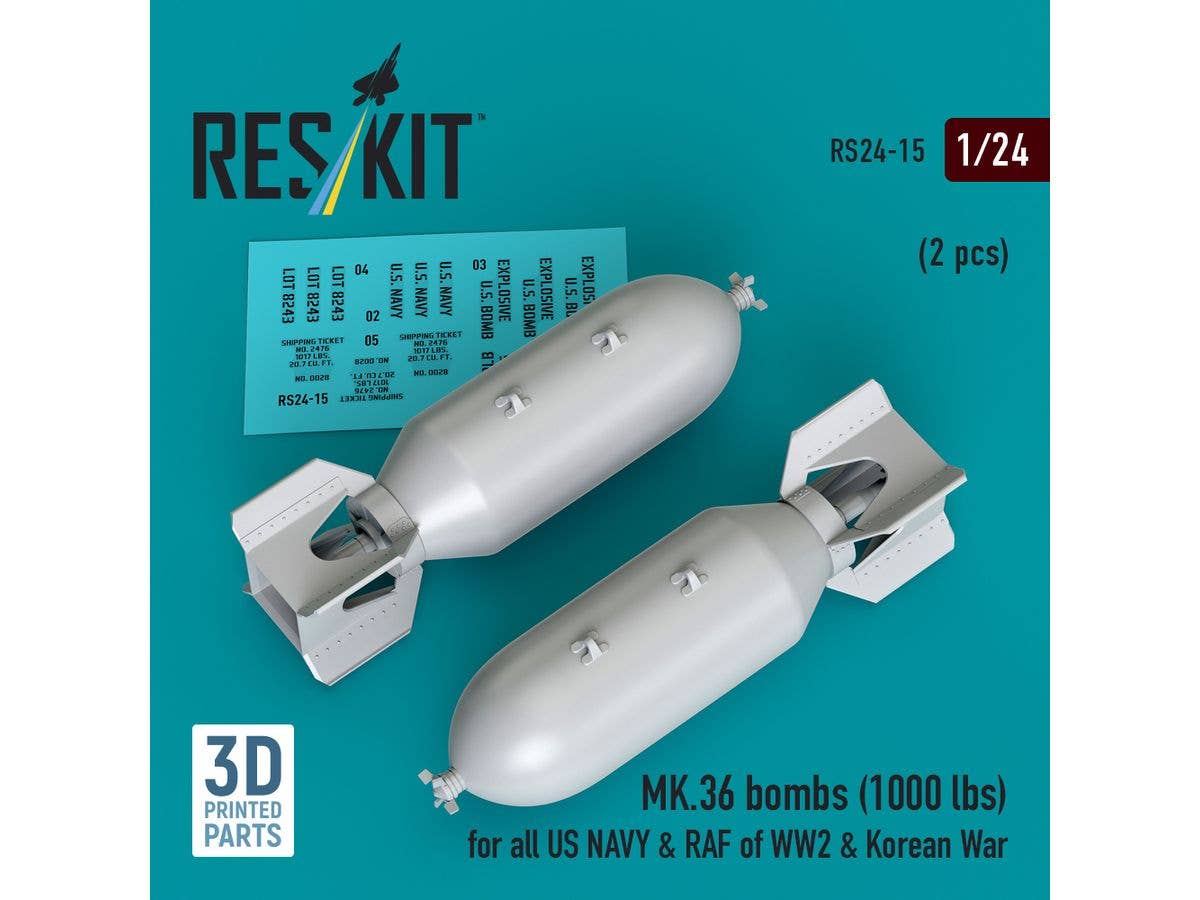 MK.36 bombs (1000 lbs) WW2 & Korean War (2 pcs) (3D Printed)
