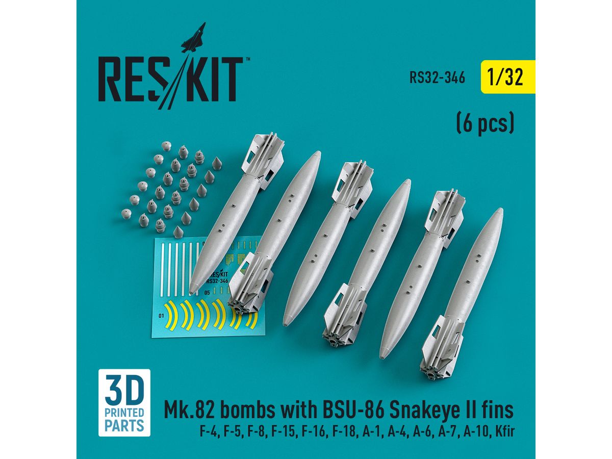 Mk.82 bombs with BSU-86 Snakeye II fins (6 pcs)(3D Printed)